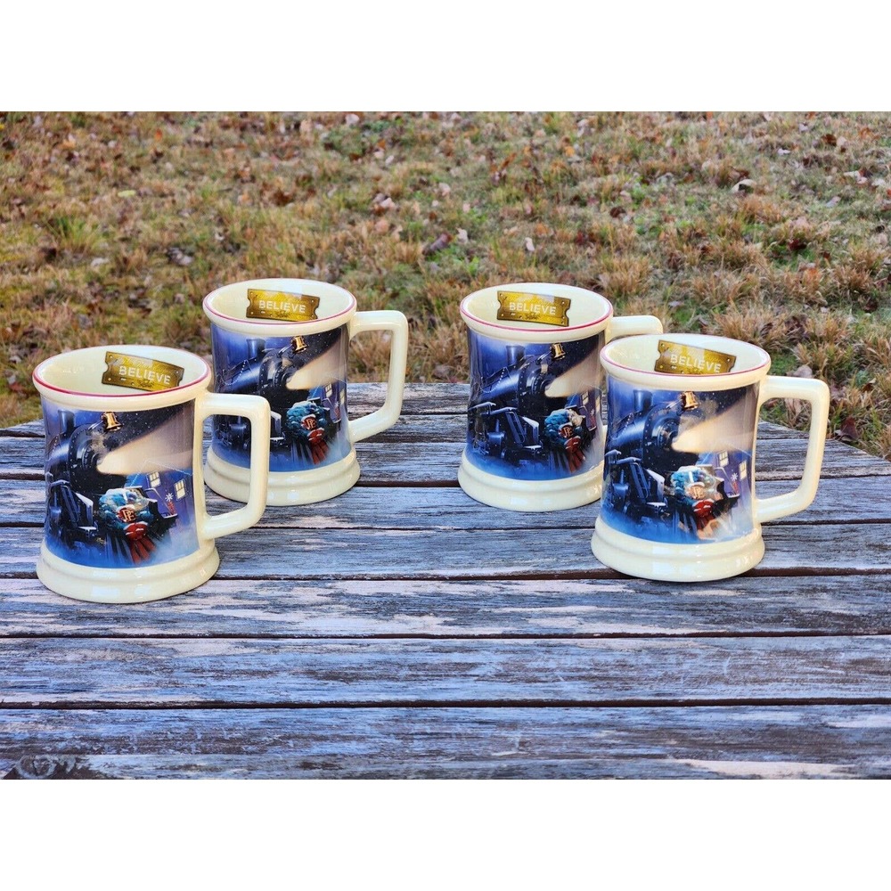 The Polar Express Believe 3D Raised Ceramic Hot Chocolate Tea Coffee Mug Cup Lot